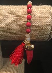 Red chili pepper tassel bead bracelet 200//280